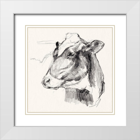 Holstein Portrait Sketch II White Modern Wood Framed Art Print with Double Matting by Parker, Jennifer Paxton