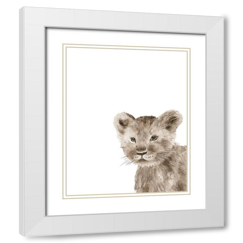 Safari Animal Portraits I White Modern Wood Framed Art Print with Double Matting by Wang, Melissa