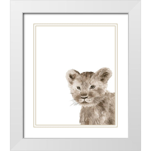 Safari Animal Portraits I White Modern Wood Framed Art Print with Double Matting by Wang, Melissa