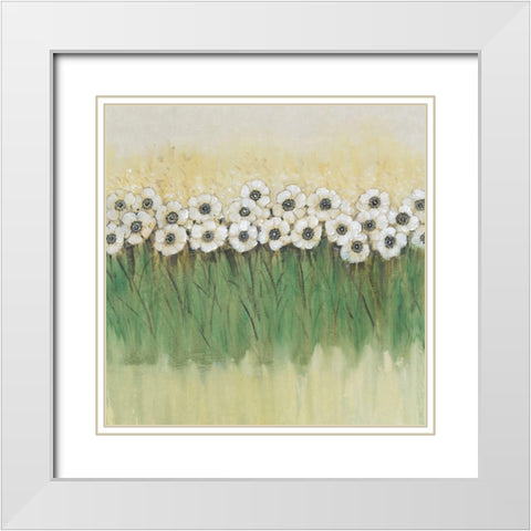 Rows of Flowers II White Modern Wood Framed Art Print with Double Matting by OToole, Tim