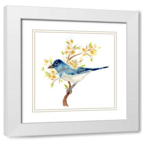 Springtime Songbirds IV White Modern Wood Framed Art Print with Double Matting by Vess, June Erica