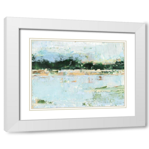 Treelined Waterfront I White Modern Wood Framed Art Print with Double Matting by Harper, Ethan