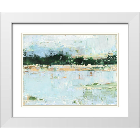 Treelined Waterfront I White Modern Wood Framed Art Print with Double Matting by Harper, Ethan