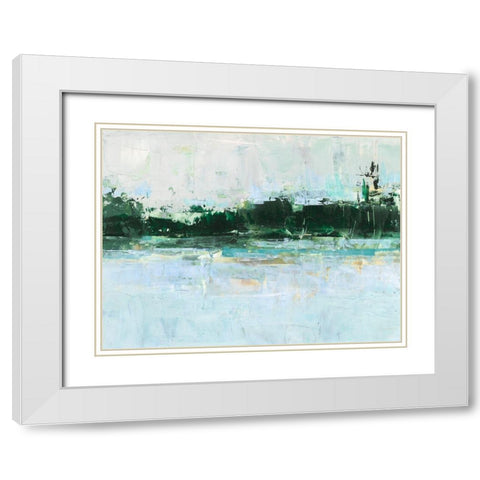 Treelined Waterfront II White Modern Wood Framed Art Print with Double Matting by Harper, Ethan