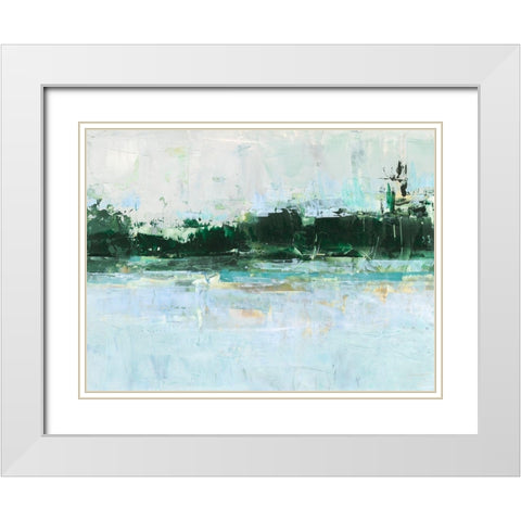 Treelined Waterfront II White Modern Wood Framed Art Print with Double Matting by Harper, Ethan