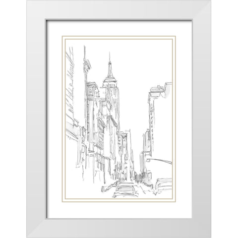 Pencil Cityscape Study III White Modern Wood Framed Art Print with Double Matting by Harper, Ethan