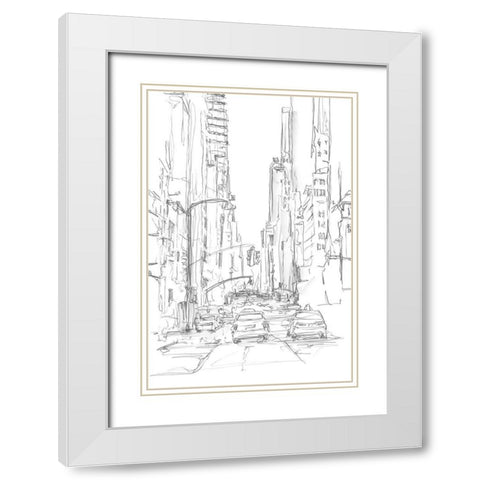Pencil Cityscape Study IV White Modern Wood Framed Art Print with Double Matting by Harper, Ethan