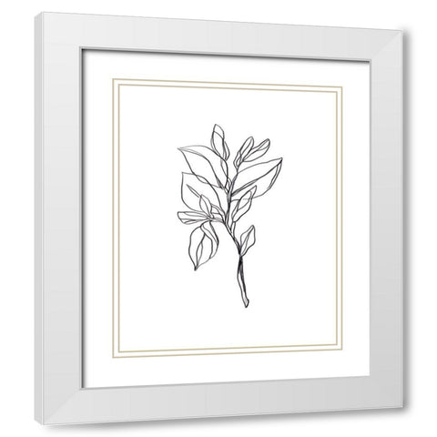 Leaf Sprig I White Modern Wood Framed Art Print with Double Matting by Vess, June Erica