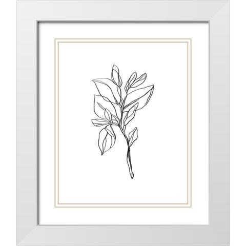 Leaf Sprig I White Modern Wood Framed Art Print with Double Matting by Vess, June Erica