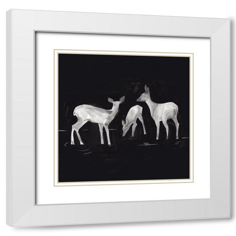 Sophisticated Whitetail I White Modern Wood Framed Art Print with Double Matting by Green, Jacob