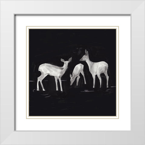 Sophisticated Whitetail I White Modern Wood Framed Art Print with Double Matting by Green, Jacob