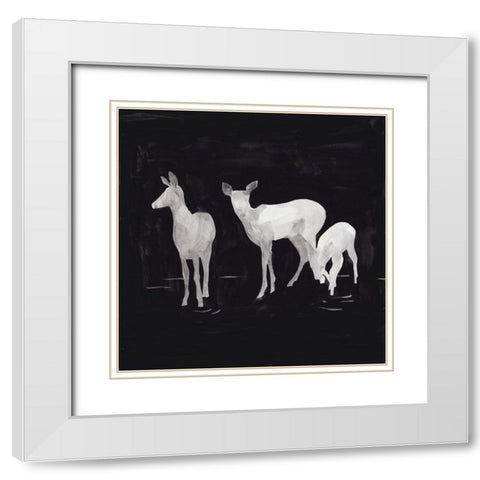 Sophisticated Whitetail II White Modern Wood Framed Art Print with Double Matting by Green, Jacob