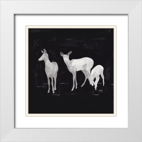 Sophisticated Whitetail II White Modern Wood Framed Art Print with Double Matting by Green, Jacob