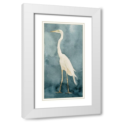 Simple Egret I White Modern Wood Framed Art Print with Double Matting by Caroline, Emma