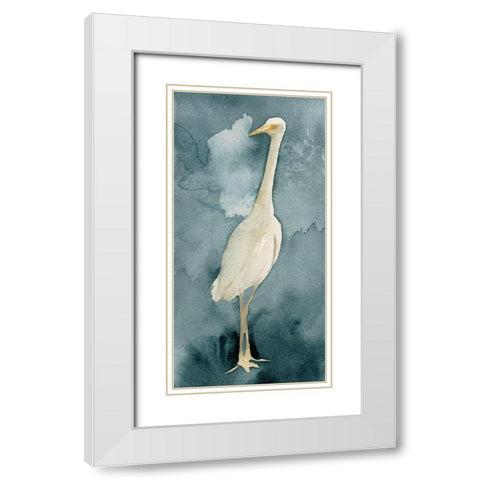 Simple Egret II White Modern Wood Framed Art Print with Double Matting by Caroline, Emma