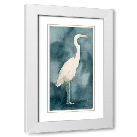 Simple Egret III White Modern Wood Framed Art Print with Double Matting by Caroline, Emma