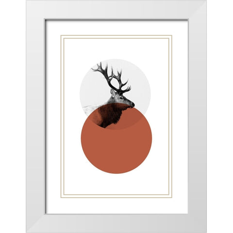 Geo Elk White Modern Wood Framed Art Print with Double Matting by Jasper, Sisa