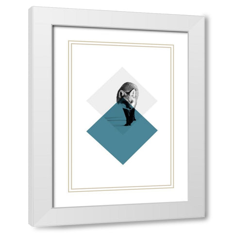 Geo Fox White Modern Wood Framed Art Print with Double Matting by Jasper, Sisa