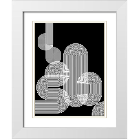 Graphic Black Shapes I White Modern Wood Framed Art Print with Double Matting by Jasper, Sisa