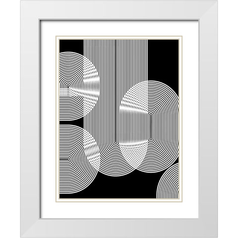 Graphic Black Shapes II White Modern Wood Framed Art Print with Double Matting by Jasper, Sisa