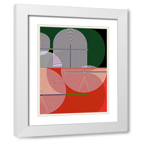 Graphic Colorful Shapes I White Modern Wood Framed Art Print with Double Matting by Jasper, Sisa