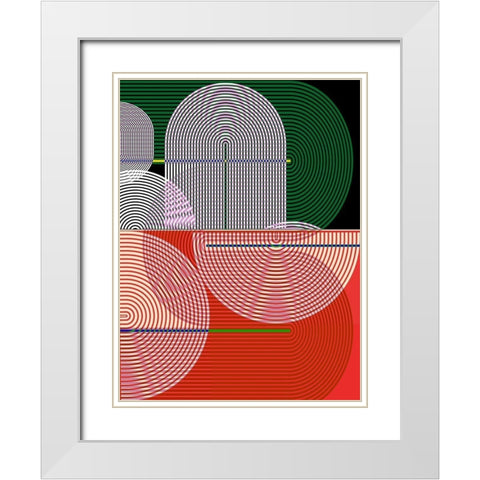 Graphic Colorful Shapes I White Modern Wood Framed Art Print with Double Matting by Jasper, Sisa