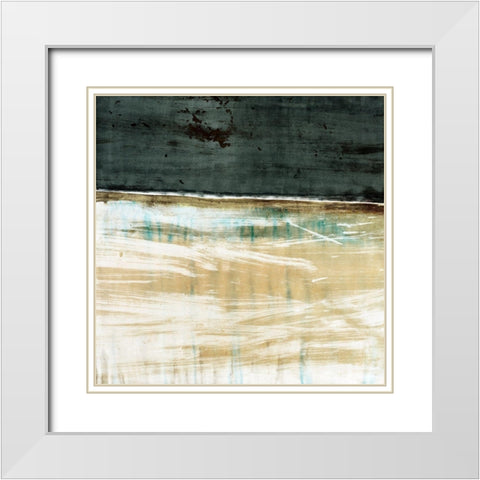Green Horizon White Modern Wood Framed Art Print with Double Matting by Jasper, Sisa