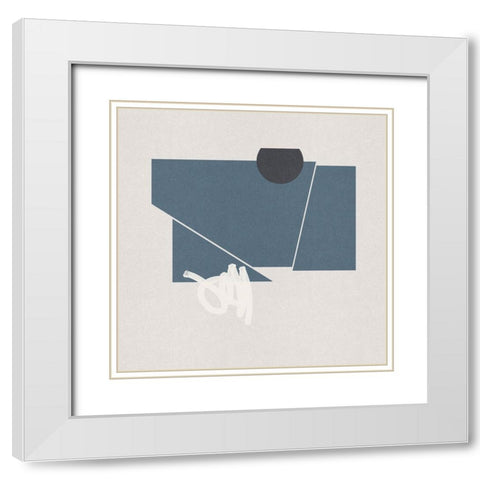 Blue Felt I White Modern Wood Framed Art Print with Double Matting by Green, Jacob