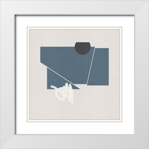 Blue Felt I White Modern Wood Framed Art Print with Double Matting by Green, Jacob