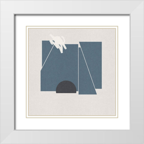 Blue Felt II White Modern Wood Framed Art Print with Double Matting by Green, Jacob