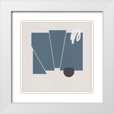 Blue Felt IV White Modern Wood Framed Art Print with Double Matting by Green, Jacob