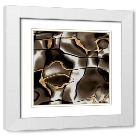 Golden Shimmer I White Modern Wood Framed Art Print with Double Matting by Saunders, Alonzo