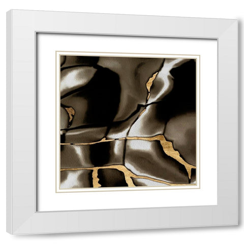 Golden Shimmer III White Modern Wood Framed Art Print with Double Matting by Saunders, Alonzo