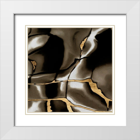 Golden Shimmer III White Modern Wood Framed Art Print with Double Matting by Saunders, Alonzo