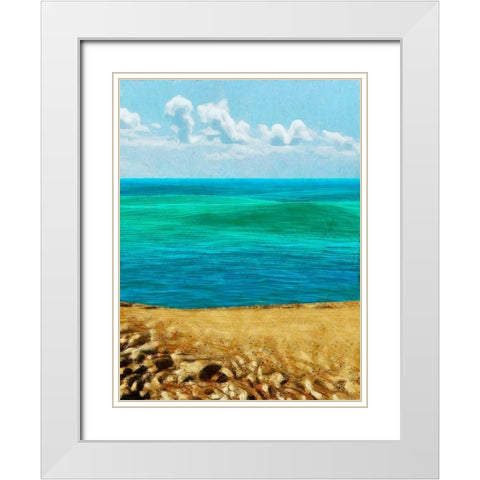 Rocky Beachside II White Modern Wood Framed Art Print with Double Matting by Saunders, Alonzo