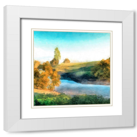 Down Stream I White Modern Wood Framed Art Print with Double Matting by Saunders, Alonzo