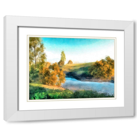 Down Stream III White Modern Wood Framed Art Print with Double Matting by Saunders, Alonzo