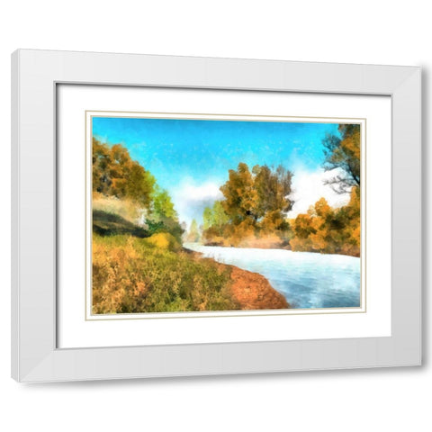Down Stream IV White Modern Wood Framed Art Print with Double Matting by Saunders, Alonzo