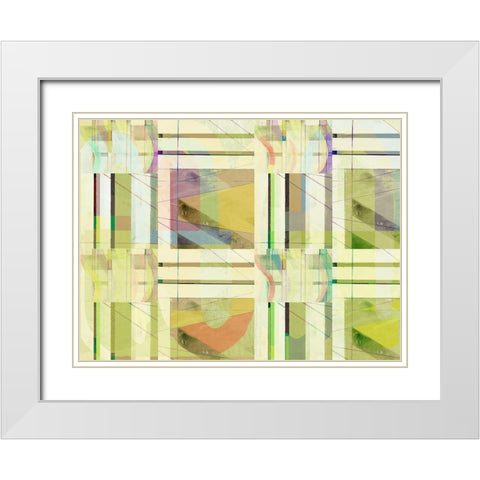 Yellow Curves I White Modern Wood Framed Art Print with Double Matting by Cartissi