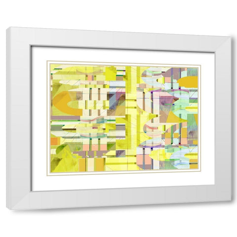 Yellow Curves II White Modern Wood Framed Art Print with Double Matting by Cartissi