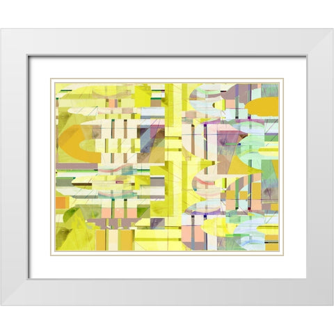 Yellow Curves II White Modern Wood Framed Art Print with Double Matting by Cartissi