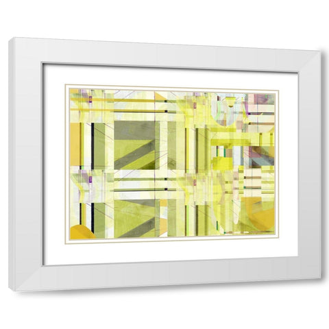 Yellow Curves III White Modern Wood Framed Art Print with Double Matting by Cartissi