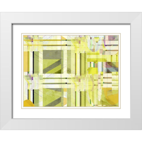 Yellow Curves III White Modern Wood Framed Art Print with Double Matting by Cartissi