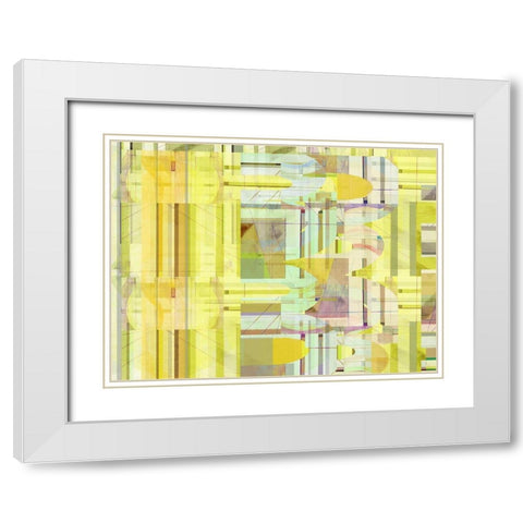 Yellow Curves IV White Modern Wood Framed Art Print with Double Matting by Cartissi