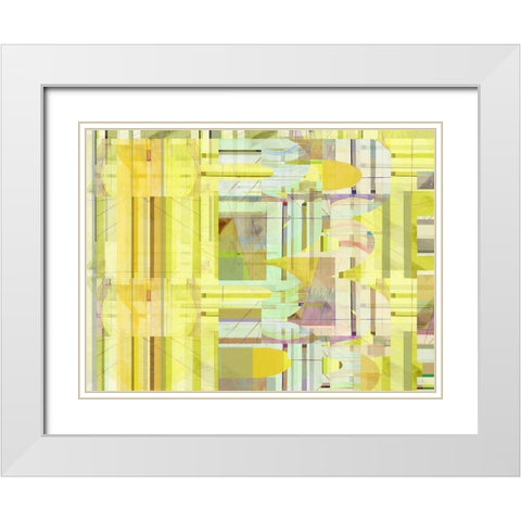 Yellow Curves IV White Modern Wood Framed Art Print with Double Matting by Cartissi