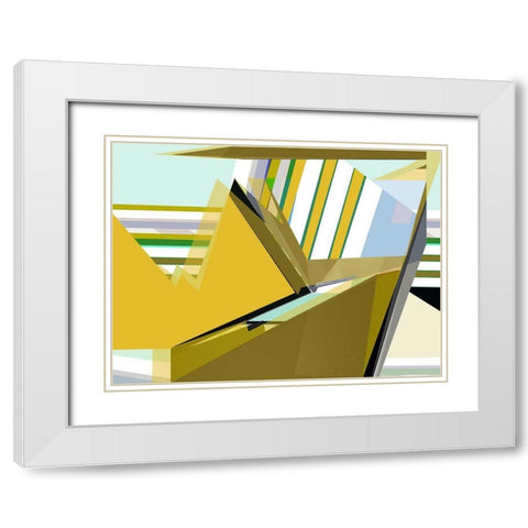 Yellow Mountains I White Modern Wood Framed Art Print with Double Matting by Cartissi