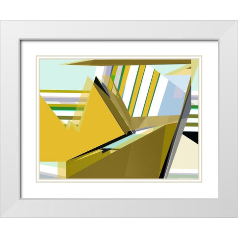 Yellow Mountains I White Modern Wood Framed Art Print with Double Matting by Cartissi