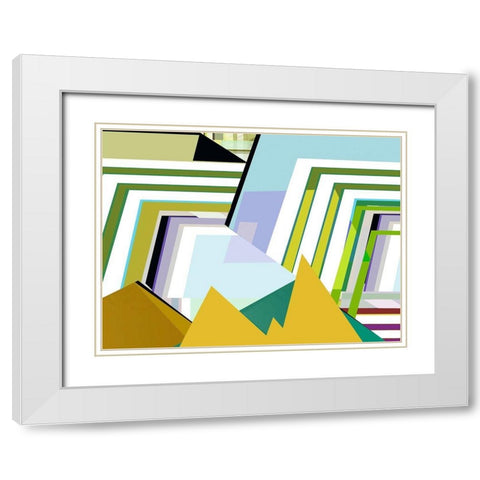 Yellow Mountains II White Modern Wood Framed Art Print with Double Matting by Cartissi