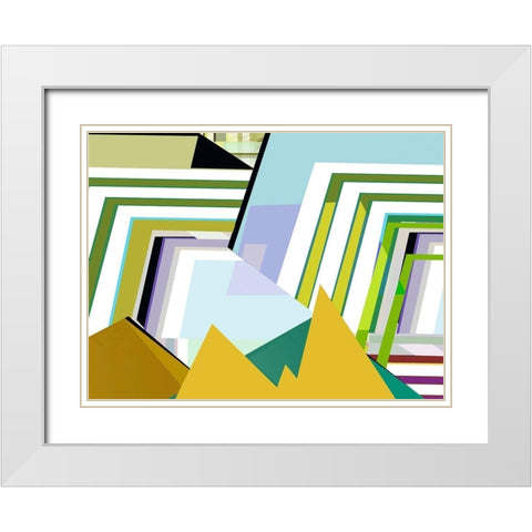 Yellow Mountains II White Modern Wood Framed Art Print with Double Matting by Cartissi