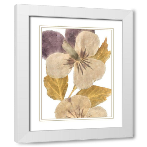 Neutral Pansy I White Modern Wood Framed Art Print with Double Matting by Saunders, Alonzo